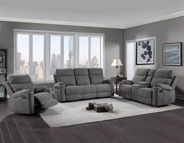 Steve Silver Crawford Warm Gray Fabric Manual Recliner