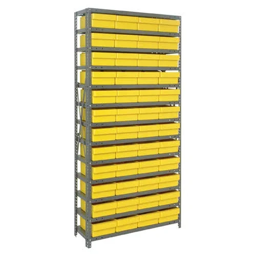 1275-701, Steel Shelving Unit with 48 Plastic Bins, Yellow