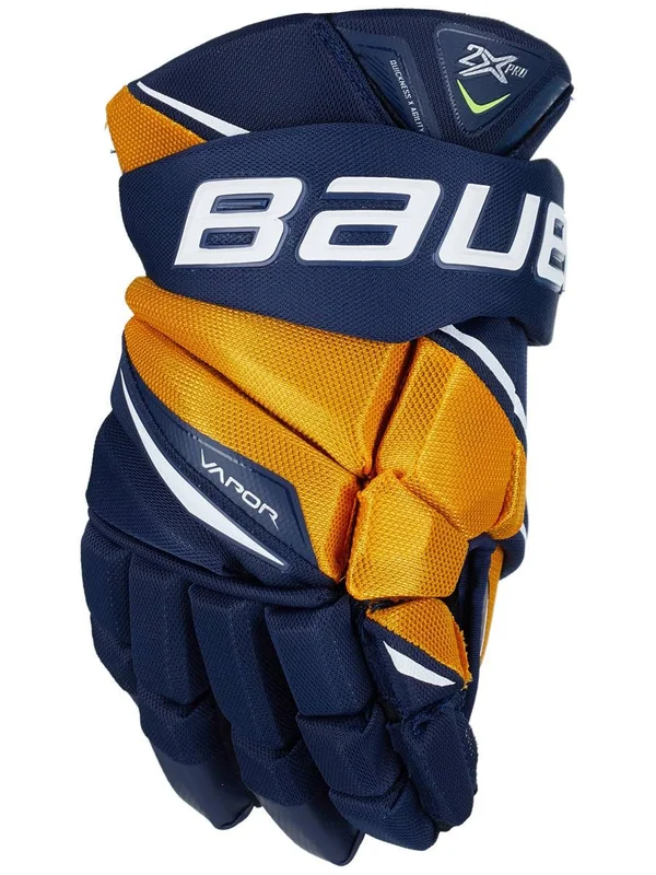 Bauer Vapor 2x Pro Senior Ice Hockey Gloves Navy/Gold, 13x22