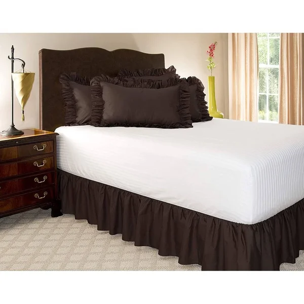 Ruffled Bed Skirt (Queen - Dove Grey) 21 inch Drop Bedskirt with Platform, Poly/Cotton Fabric, Available in All Bed Sizes and 16