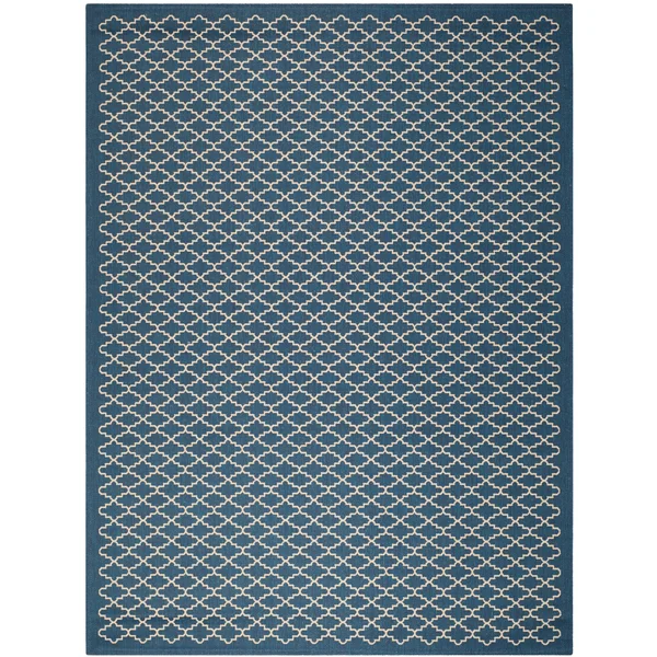 Safavieh Courtyard Blue & Beige 2&-3x22 x 16& Indoor/Outdoor Rug