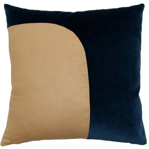 Square Feathers Felix Indigo Gold 20 x 20 in Square Pillow