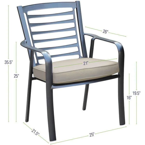 Hanover Pemberton 3-Piece Commercial-Grade Bistro Set with 2 Cushioned Dining Chairs and A 30x22 Square Glass-Top Table