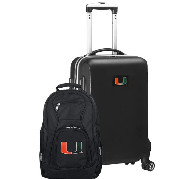Mojo Miami Hurricanes Deluxe 2-Piece Backpack and Carry on Set, Black