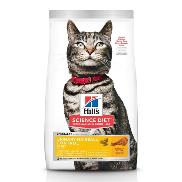 Hill's Science Diet Urinary Hairball Control Dry Cat Food, Chicken - 15.5 lb bag