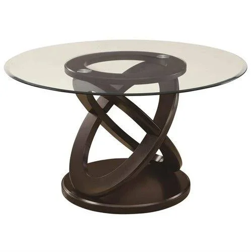 Monarch Specialties Olympic Ring Style Round Dining Table with Tempered Glass - Dark Espresso