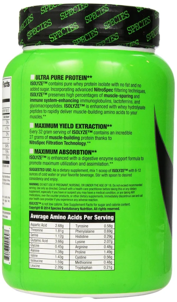 Isolyze - Vanilla Peanut Butter, 22 Servings, Species Nutrition