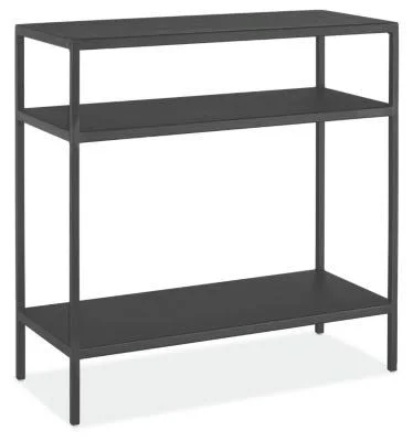 Room & Board, Modern Slim End Table w/ Shelves 10D 24W 24H in Graphite Black