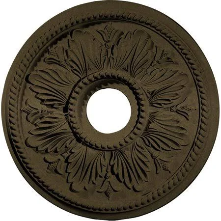 18 1/8 inchod x 3 1/2 inchid x 2 3/4 inchp Edinburgh Ceiling Medallion (Fits Canopies Up to 5 1/8 inch) - Hand-Painted Green Gold