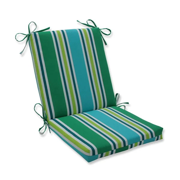 Aruba Stripe Squared Corners Outdoor Chair Cushion Blue - Pillow Perfect