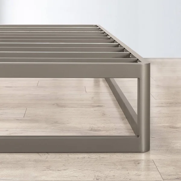 Porch & den Mcalpin Champagne Silver 12-in. Metal Platform Bed Frame - King