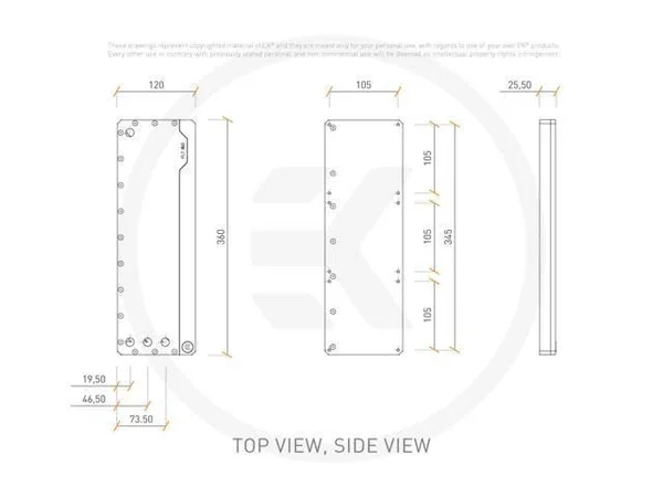 Ekwb EK-Quantum Volume FLT 360 Reservoir - Digital RGB, Plexi