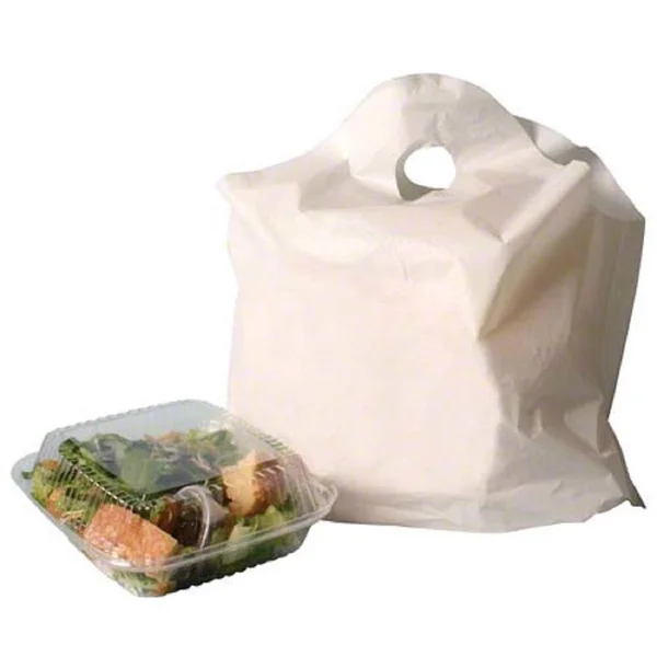 500 Pack White Plastic Wave Handle Take Out Bags 21x22 x 18x22 + 10 BG