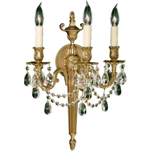 American Brass Three Light Wall Sconce Wall Sconces Collection Brass - One Size - Clear
