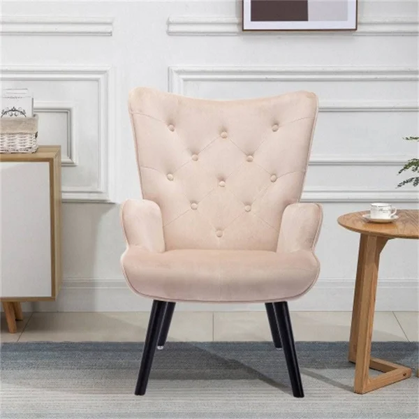 [Pre-Sale]Living Room Velvet Fabric Accent Chair/ Leisure Chair with Wood Feet - Navy Blue - 37.8" x 27.17" x 27.56"