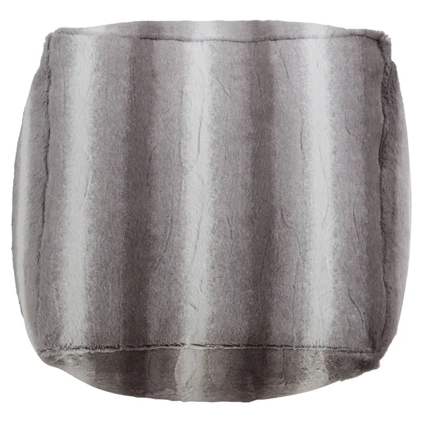 Saro Lifestyle Faux Fur Pouf with Animal Print Design - Grey