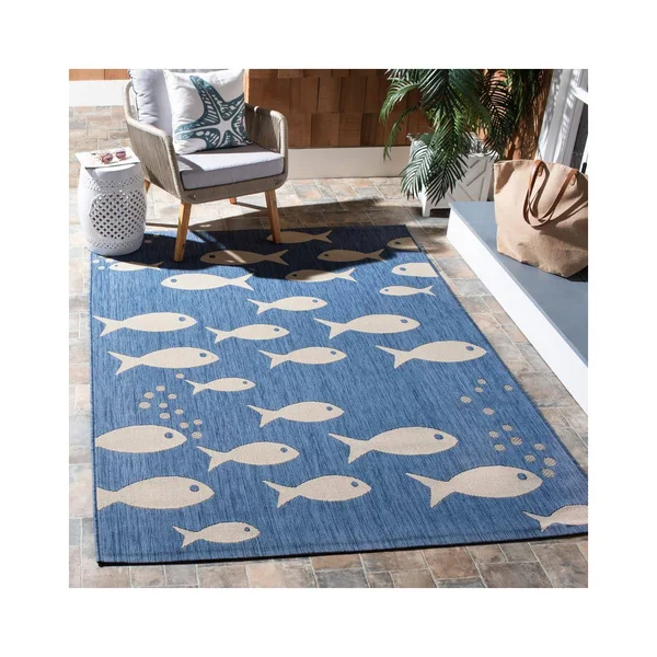 Safavieh Clearance Courtyard CY6012-233 Blue Rug - 6&7x22x6&7x22 - Round