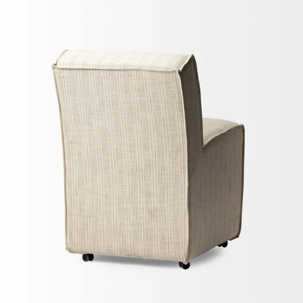 Mercana Damon Cream-Toned Fabric Brown Wooden Base Dining Chair