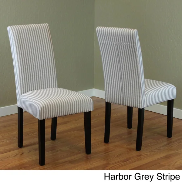 Monsoon Villa Set of 2 Stripe Linen Dining Chairs, Grey