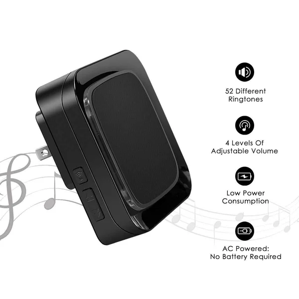 Wireless Doorbell Coolqiya Door Bell Chimes Kit with 3 Plugin Receivers and 2 Remote Waterproof Push Buttons No Battery Required