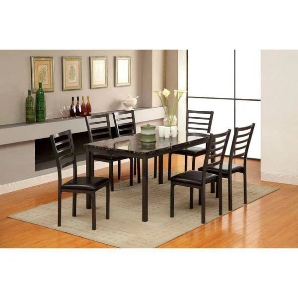 Furniture of America Katzman 60 in. Dining Table 7 Piece Set