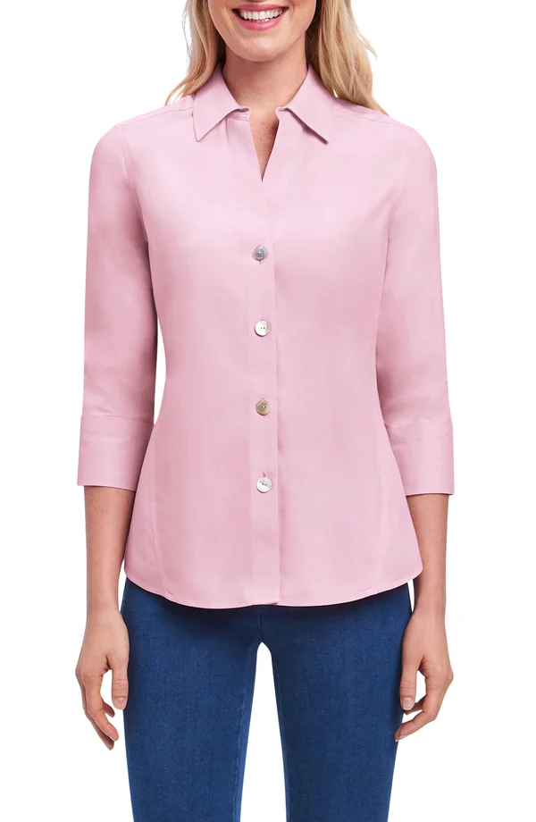 Foxcroft Paityn Non-Iron Shirt Chambray Pink