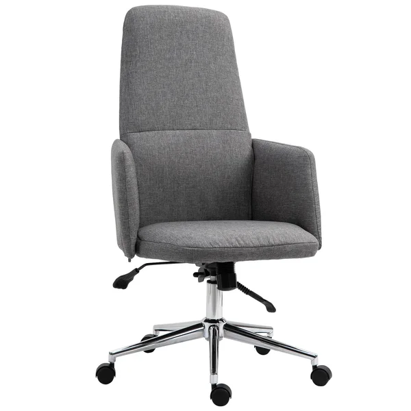 Vinsetto High Back Office Computer Chair with Breathable Fabric - Padded ARMREST, and Swivel Wheels - Grey