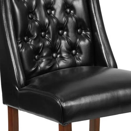 Flash Furniture 2 Pk. Hercules Preston Series Black Leather Tufted Parsons Chair