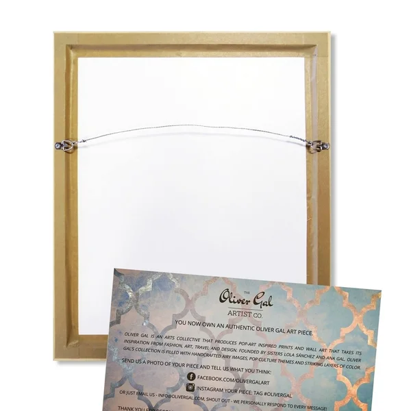 Oliver Gal Abstract Wall Art Framed Canvas Prints 'Night and Day' Paint - Gold, Gold - 45 x 30