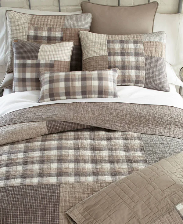 Donna Sharp 3 Piece Smoky Square Quilt Set, King, Cotton
