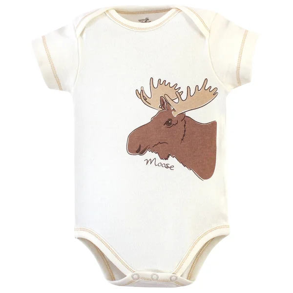 Touched by Nature Organic Cotton Bodysuits Moose 5-Pack - 9-12 Months