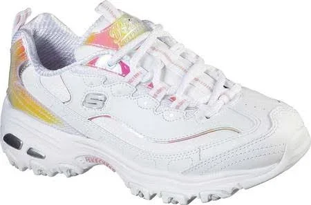 Skechers Women's D&Lites - Pearly Glow Athletic Shoes White 9.5