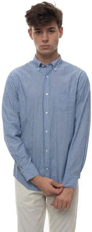 Gant Regular Fit Tech Prep Stripe Seersucker Shirt, Blue (S)