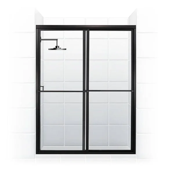 Coastal Shower Doors 1652.70-c Newport Series 52 inch x 70 inch Framed Sliding Shower DOOR, Black