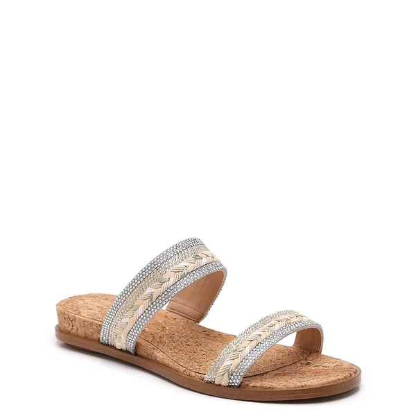 Jlo Jennifer Lopez Aviana Sandal, Women's, Silver/Gold Metallic, Size 8, Sandals, Flat, Slide