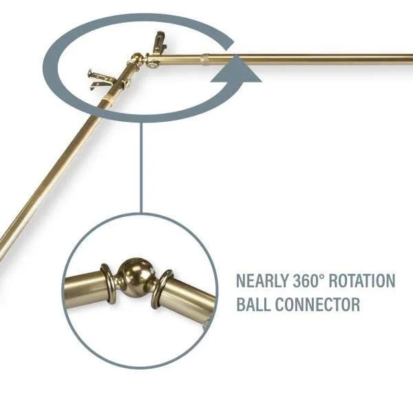 Rod Desyne Bud 13/16 in. Dia 120-170 in. L Corner Window Single Curtain Rod in Antique Bras
