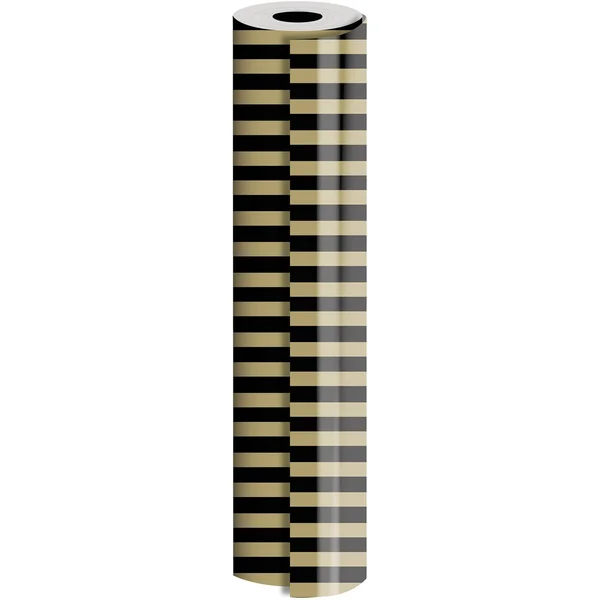 Bulk Ream Roll Any-Occassion Gift Wrapping Paper, Black & Gold Stripes