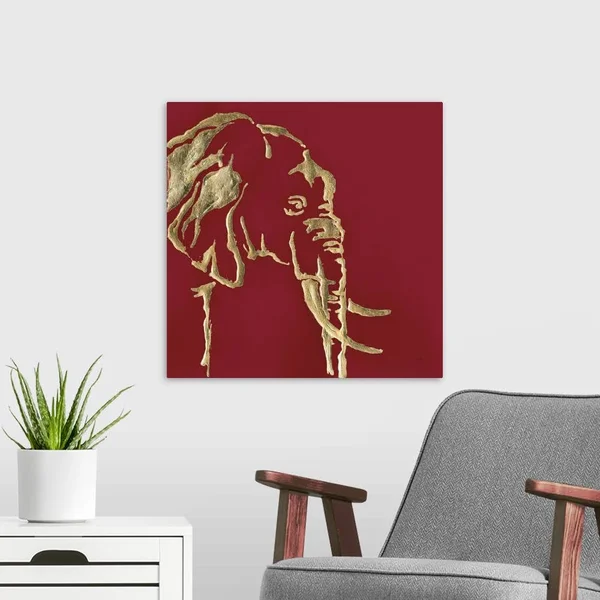 Gilded Elephant on Red, Canvas Wall Art, 20x20, Great Big Canvas
