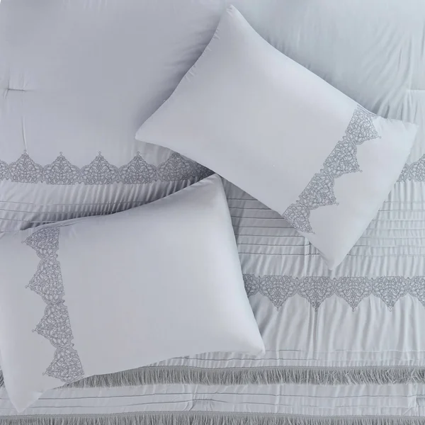 Modern Threads Rivera 8 Piece Embroidered Comforter Set Grey