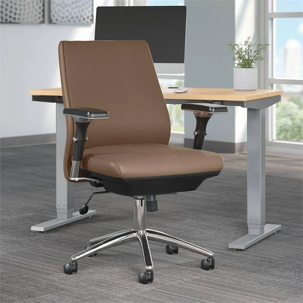 BBF Move 40 Series Mid Back Executive Office Chair in Saddle Tan - Bonded Leather