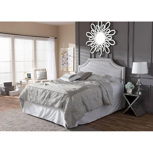 Baxton Studio Avignon Contemporary Upholstered Headboard, Greyish Beige, Full