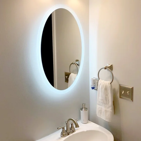 Side-Lighted LED Bathroom Vanity Mirror: 20x22 Wide x 28x22 Tall - Oval - Wall-Mounted