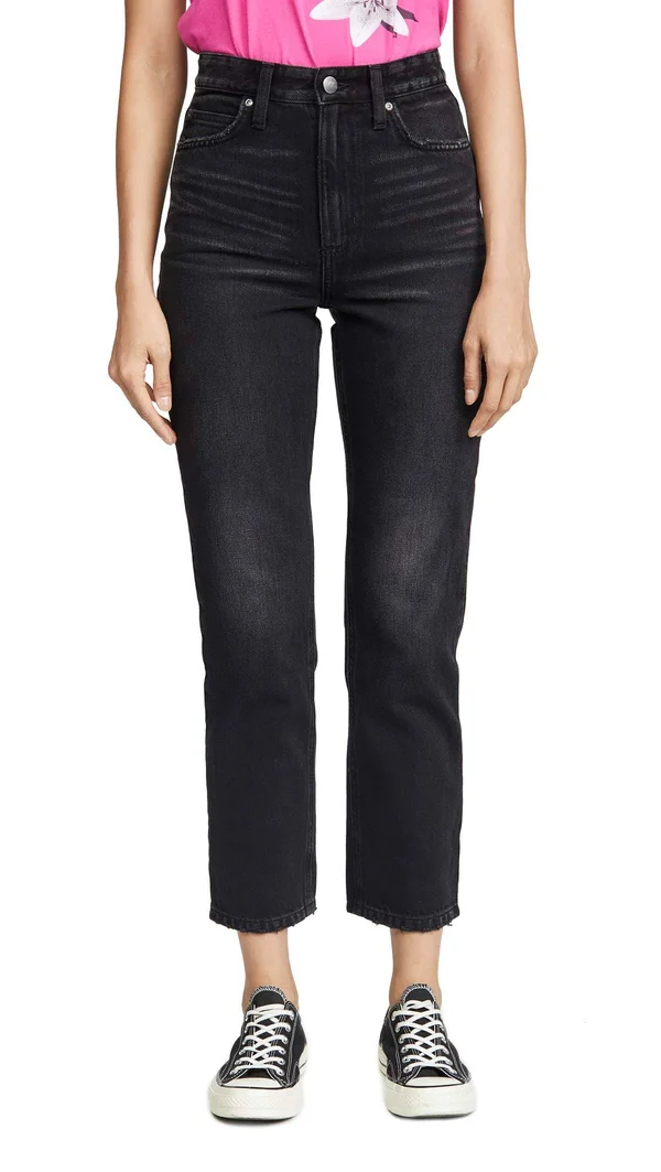 Lee Vintage Modern High Rise Straight Leg Ankle Jeans Washed Black 24