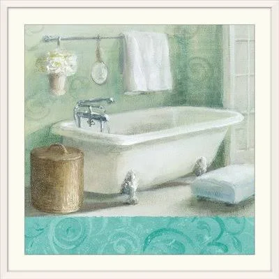 &Refresh Bath Border I& Danhui Nai Painting Print Charlton Home Size: 38x22 H x 38x22 W x 1x22 D, Format: White Framed