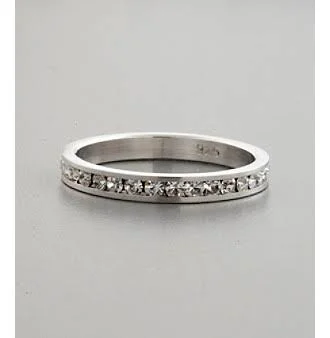 Traditions Sterling Silver Crystal Birthstone Eternity Ring, Women's, Size: 7, White