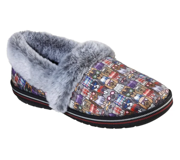 Skechers Bobs Too Cozy - Mad Plaid Slippers, Black/Multi, 8.0