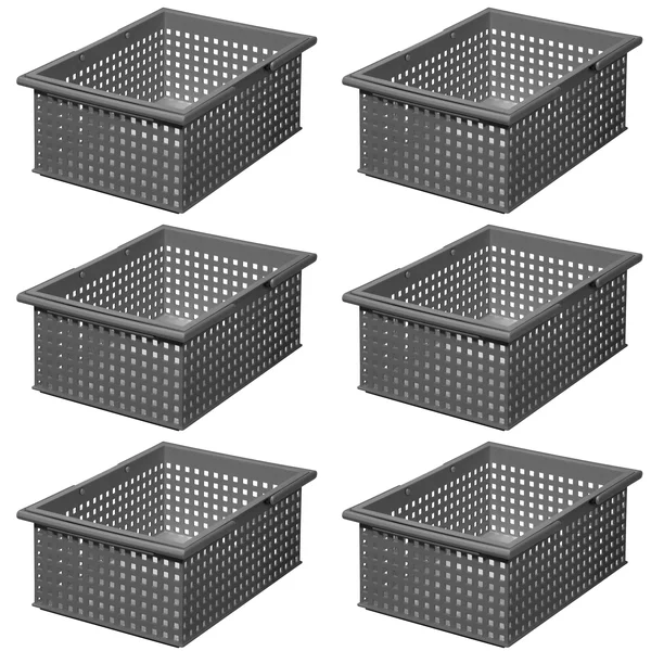 Like-it Stacking Plastic Storage Organizer Basket Tote, Gray (6 Pack)