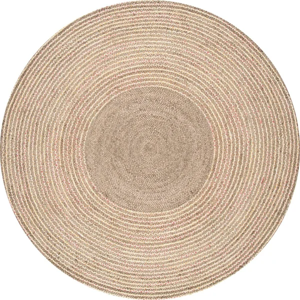 nuLOOM Discotek Braided Jute Area Rug, 4& Round, Natural