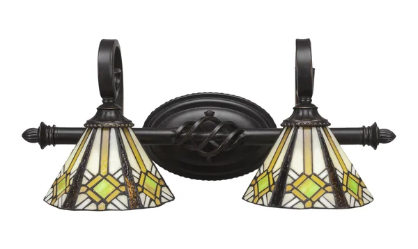 Toltec Lighting Elegante 2-Light Bath Bar in Dark Granite Finish with Tiffany Glass Shade - Size: Cone
