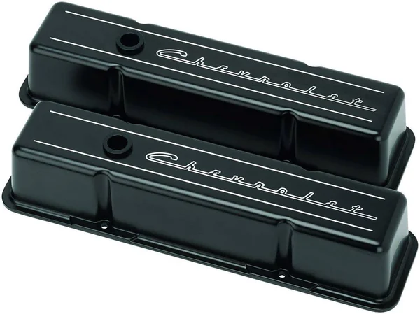 Billet Specialties BLK95223 SBC Tall Valve Covers Chevrolet Script Black